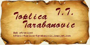 Toplica Tarabanović vizit kartica